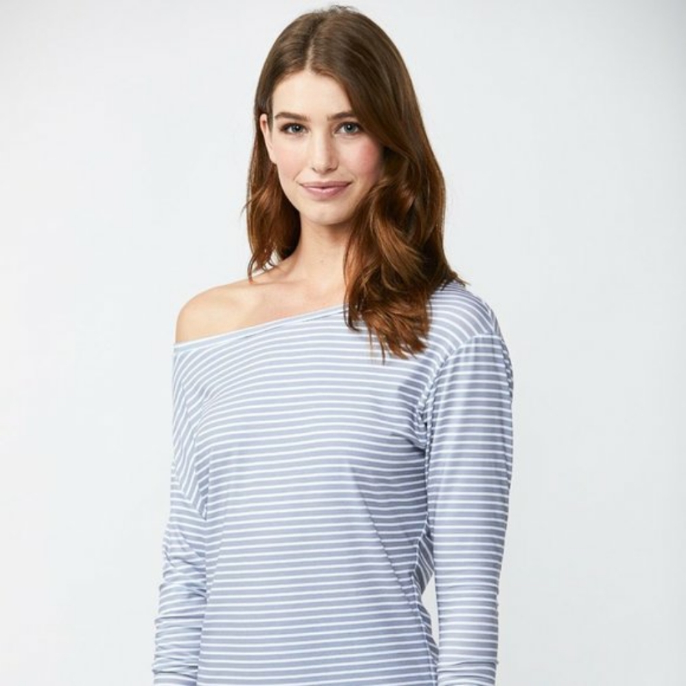 NWT DYI - Grey & White Cold Shoulder Top